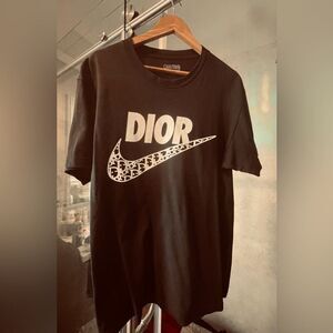 Chinatown Market Shirt - Large - Black white - Nike Dior Graphic Print Tee shirt